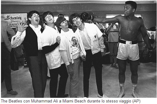 The Beatles con Muhammad Alì a Miami Beach nel 1964