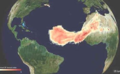 Godzilla enorme nuvola di sabbia del Sahara